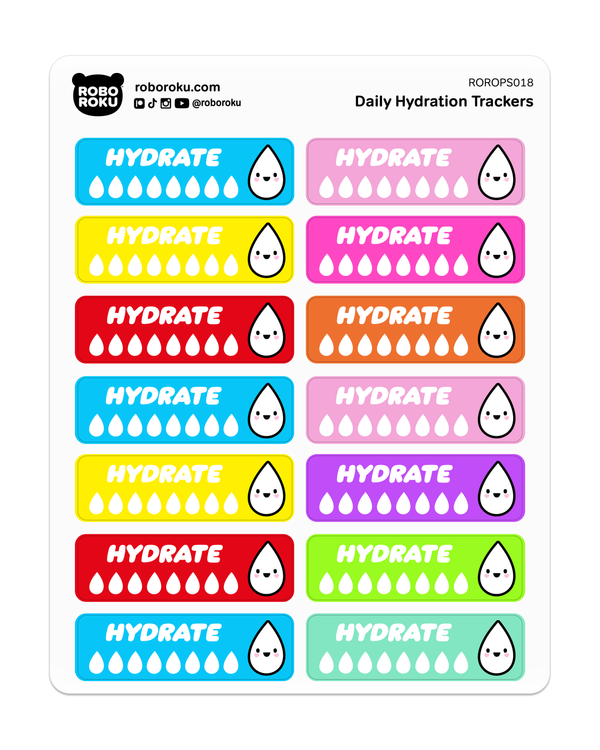 Cute Daily Hydration Tracker - Planner Stickers