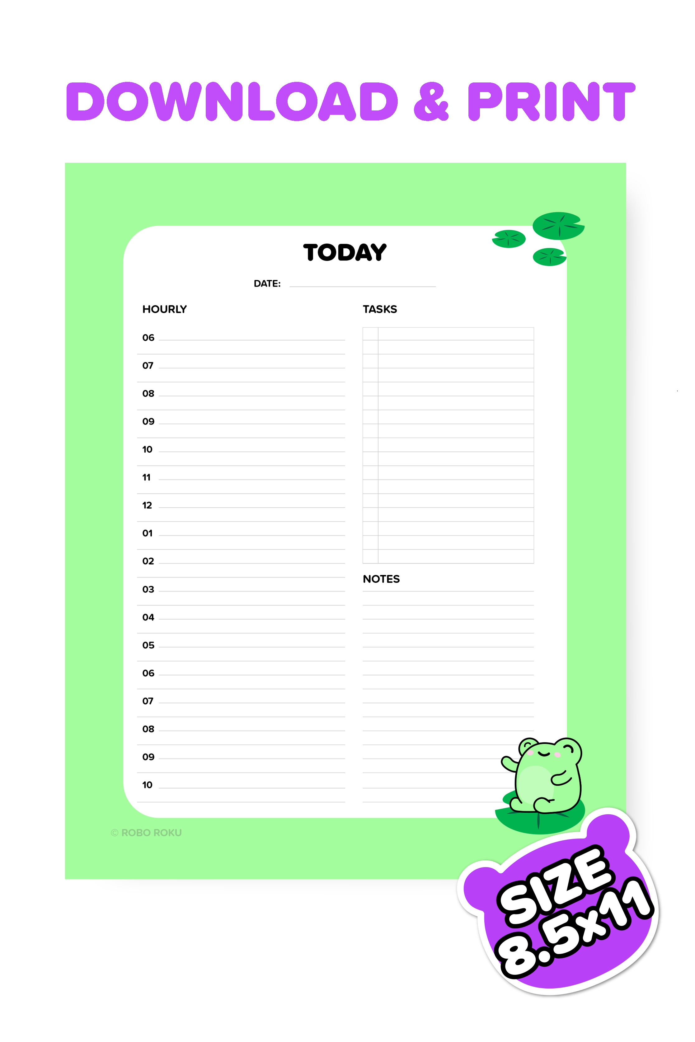 Printable Moss the Frog Daily Sheet – Robo Roku