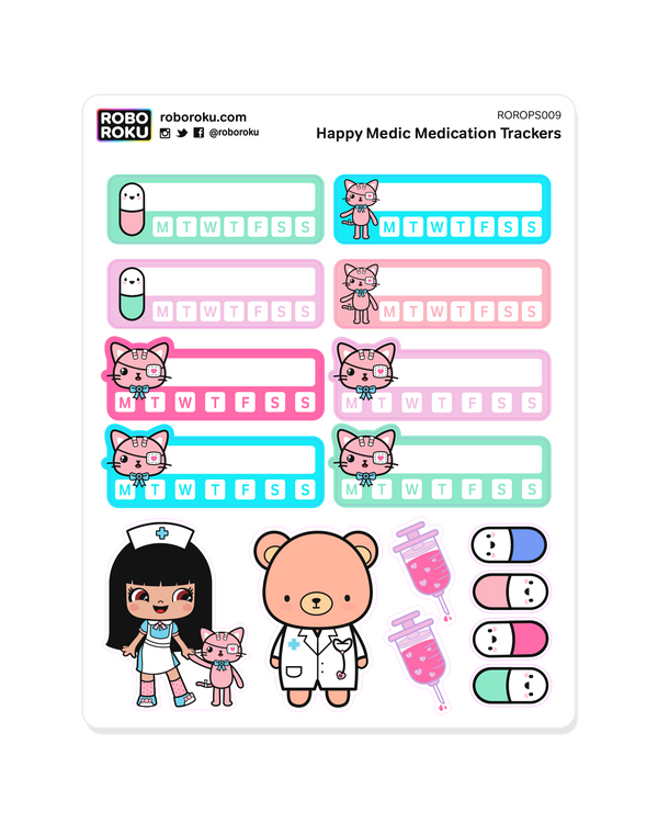 Medication Tracker with Oops & Ouch - Planner Stickers