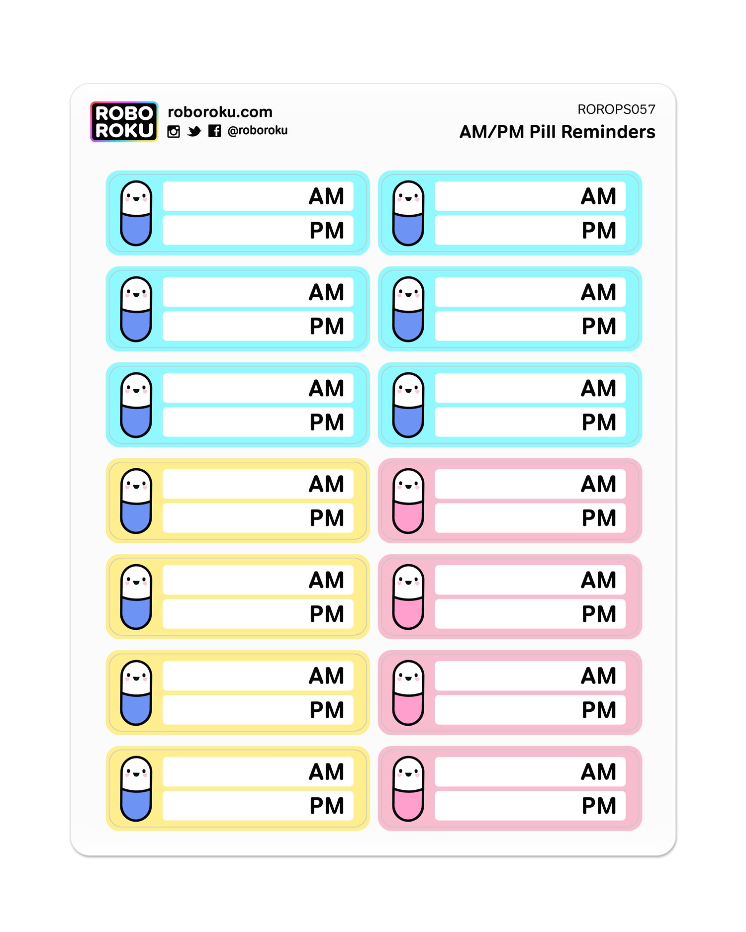 AM/PM Pill Reminder Trackers - Planner Stickers – Robo Roku