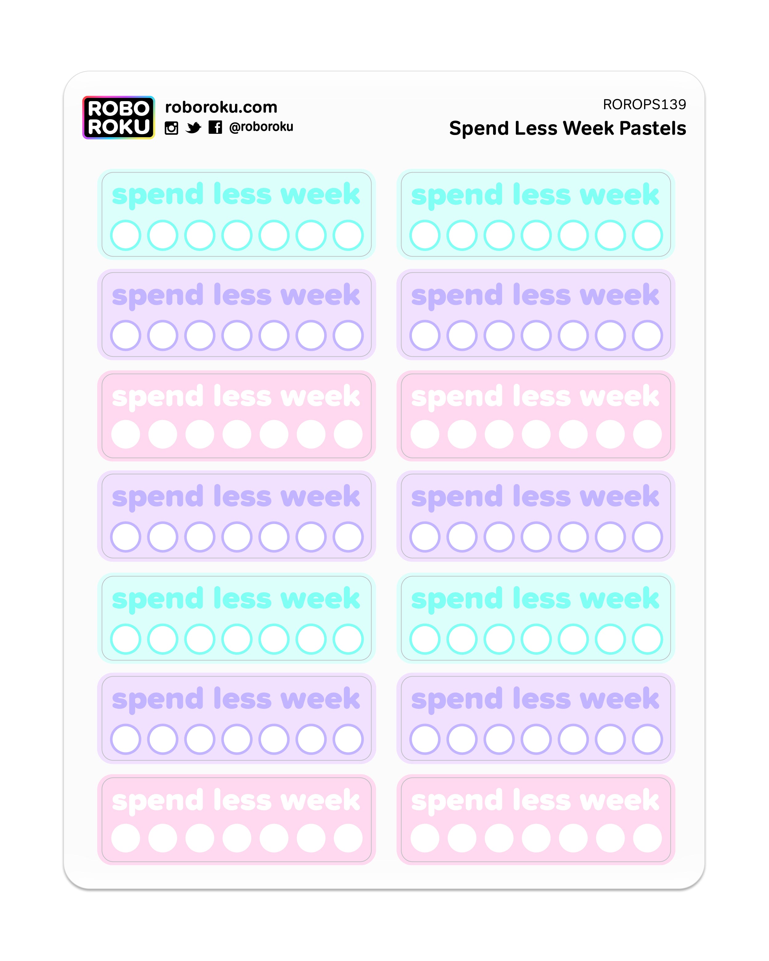 Spend Less Week Pastels - Planner Stickers