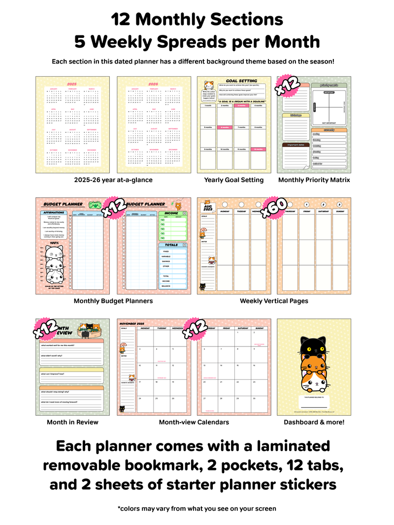 2025 Deluxe CUTE AF Planner - Bad Mews Cats