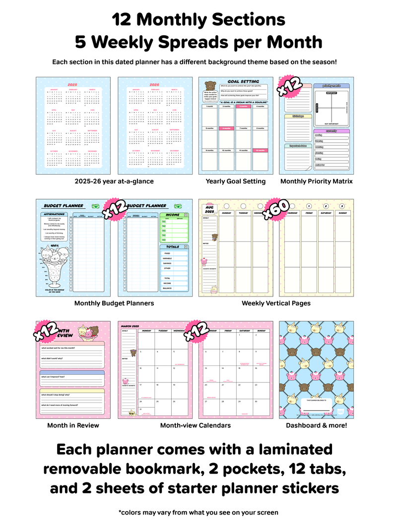 2025 Deluxe CUTE AF Planner - Neapolitan Bears