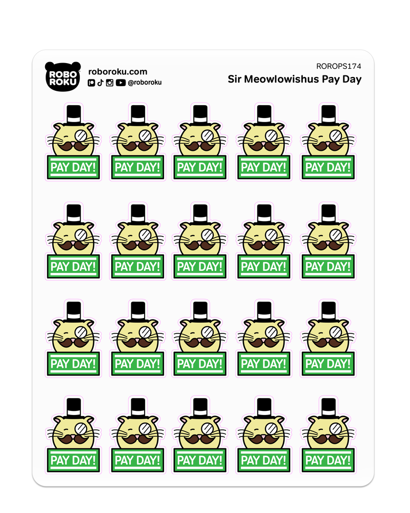 Sir Meowlowishus Cat Payday - Planner Stickers