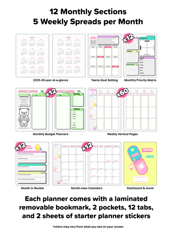 2025 Deluxe CUTE AF Planner - 90's Cuties