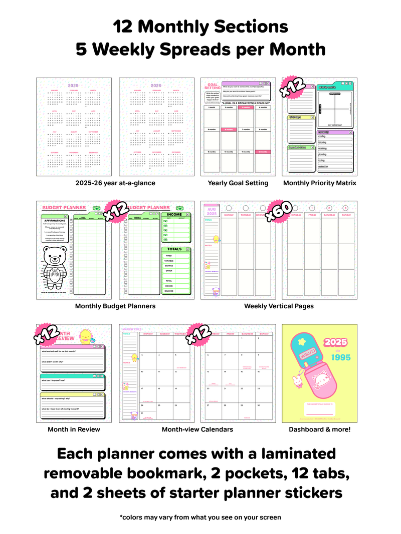 2025 Deluxe CUTE AF Planner - 90's Cuties