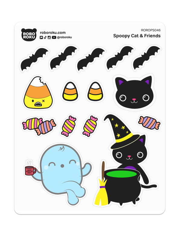 Spoopy Cat & Friends - Planner Stickers