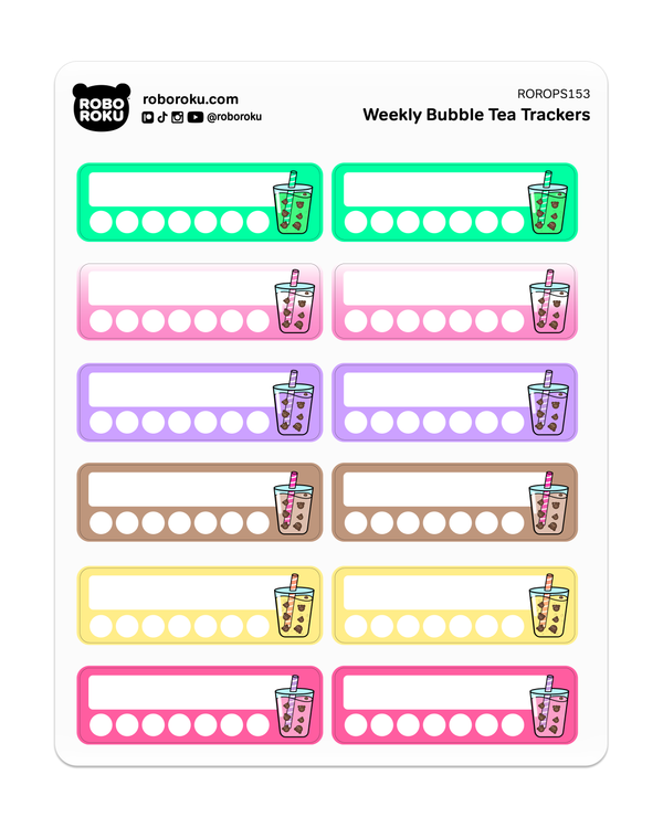 Bubble Tea Weekly Trackers - Planner Stickers