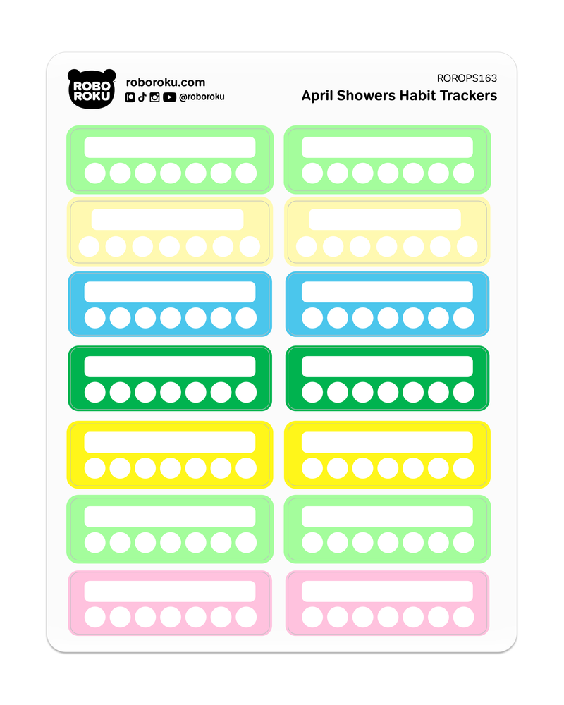 April Showers Weekly Habit Trackers - Planner Stickers