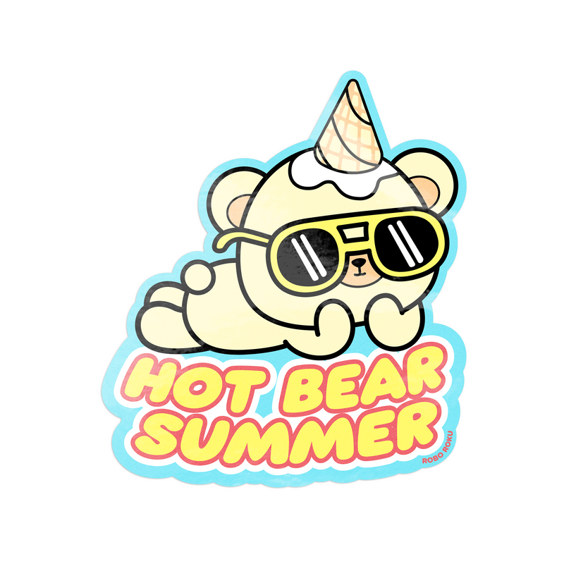 Hot Bear Summer Vinyl Sticker