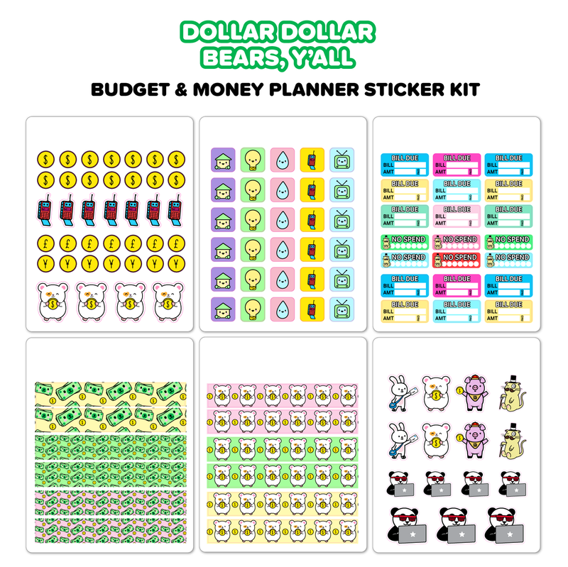 Dollar Dollar Bears, Y'all - Money & Budget Planner Sticker Kit