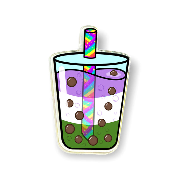 Genderqueer - EQUALI-TEA Bubble Tea Acrylic Pin