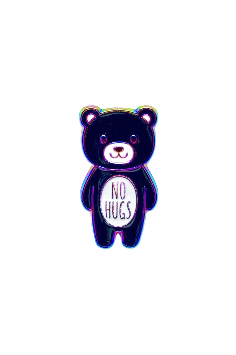 NO HUGS Mood Bear - Rainbow Metal Pin