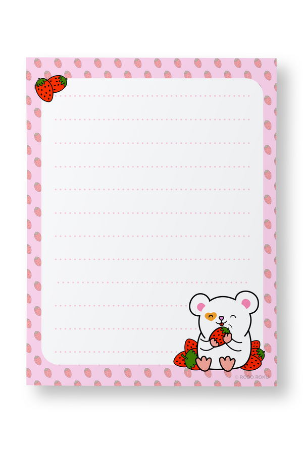 Cottagecore Cuties - Daisy with Strawberries - A2 Memo Pad