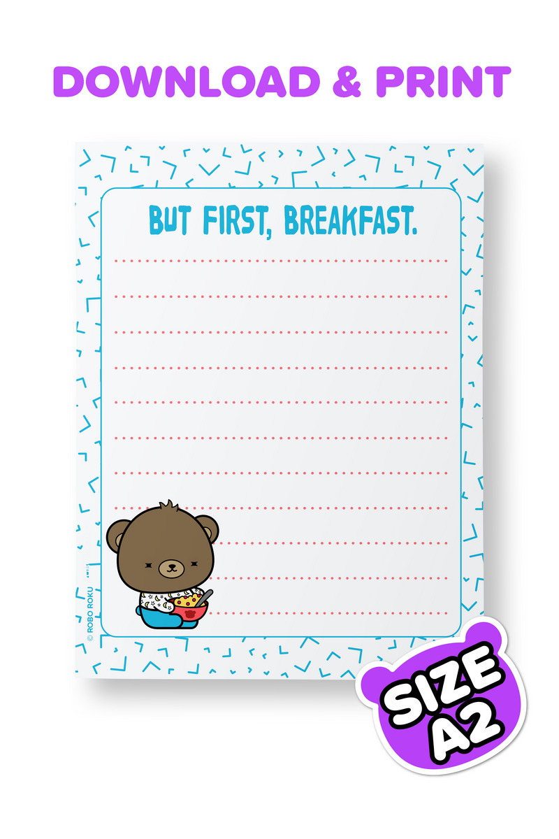 Printable But First, Breakfast Memo Sheet