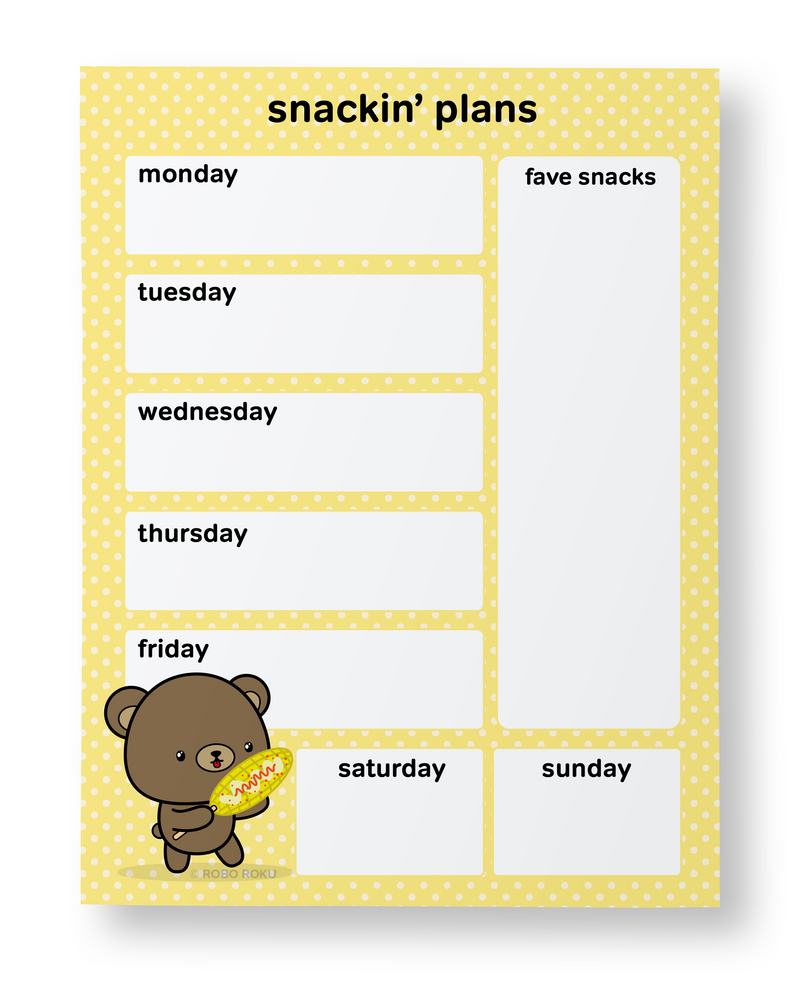 Puddin's Snackin' Plans - A2 Memo Pad