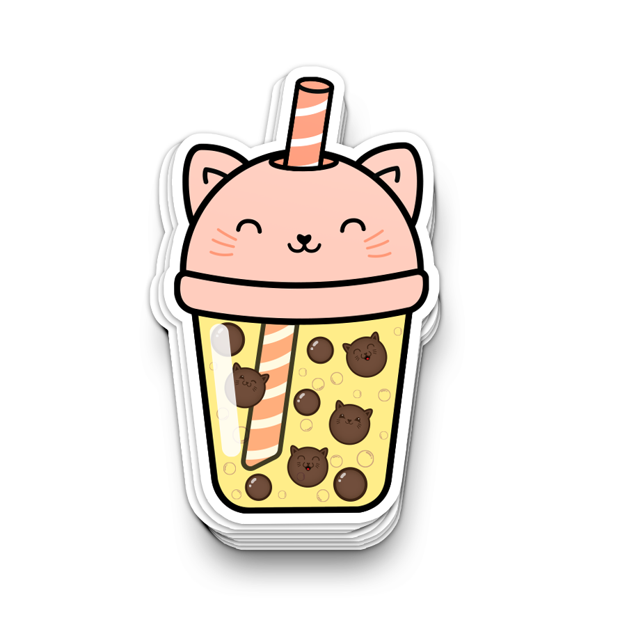 Piña Kitty Bubble Tea Vinyl Sticker – Robo Roku