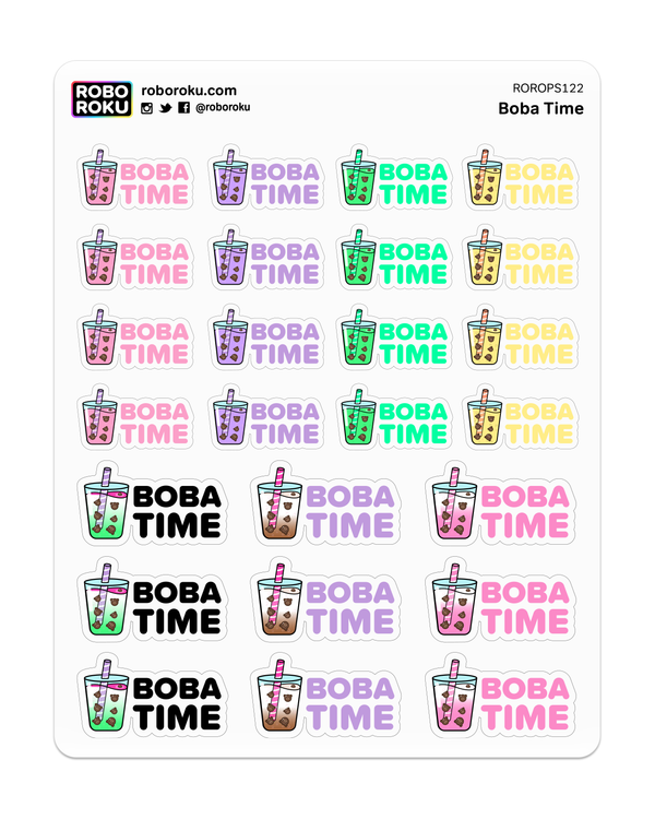 Robo Roku kawaii planner stickers - bubble tea boba time