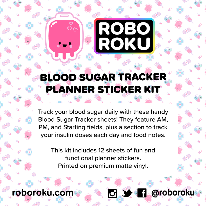 Blood Sugar Tracker Planner Sticker Kit
