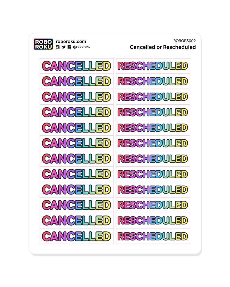 Robo Roku kawaii planner stickers - canceled or rescheduled