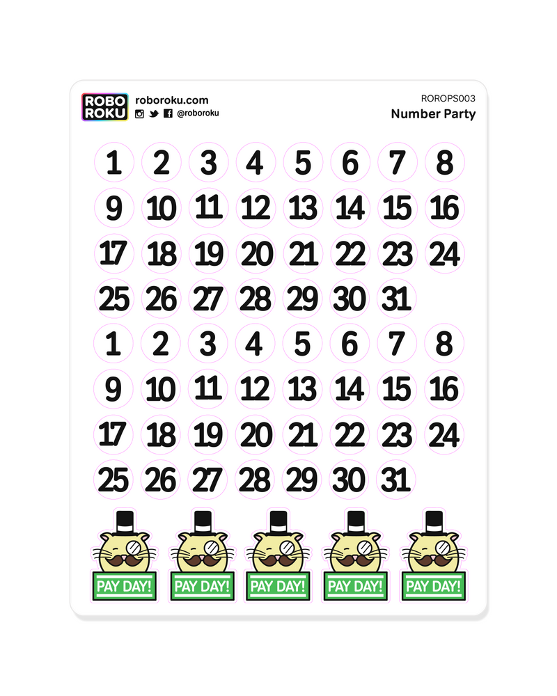 Number Party Dates - Planner Stickers