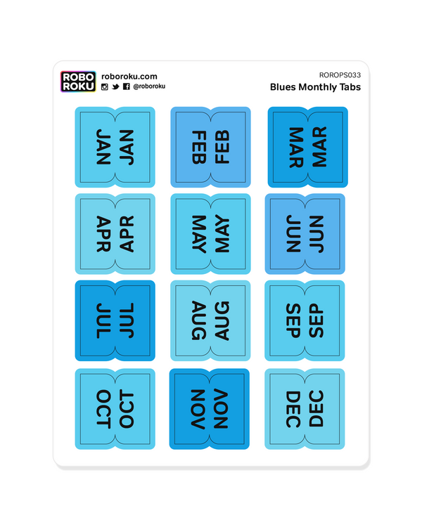 Monthly Tabs - Goals Blue - Planner Stickers