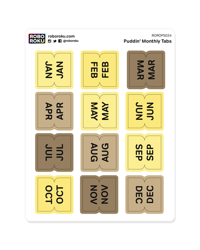 Monthly Tabs - Puddin' Bear - Planner Stickers