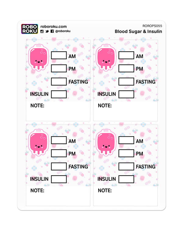 Robo Roku kawaii planner stickers - blood sugar & insulin tracker