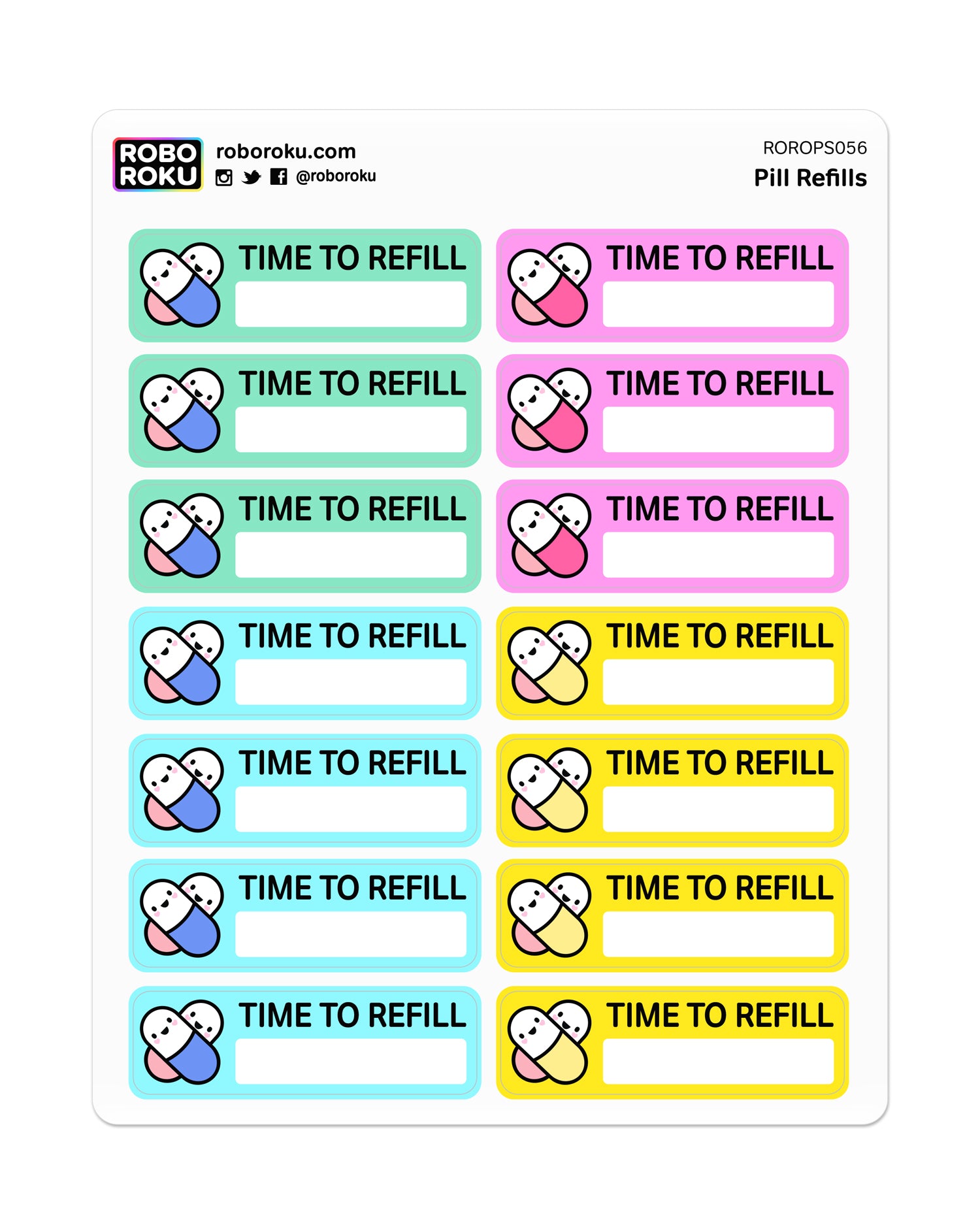 Time to Refill Pills Trackers - Planner Stickers – Robo Roku