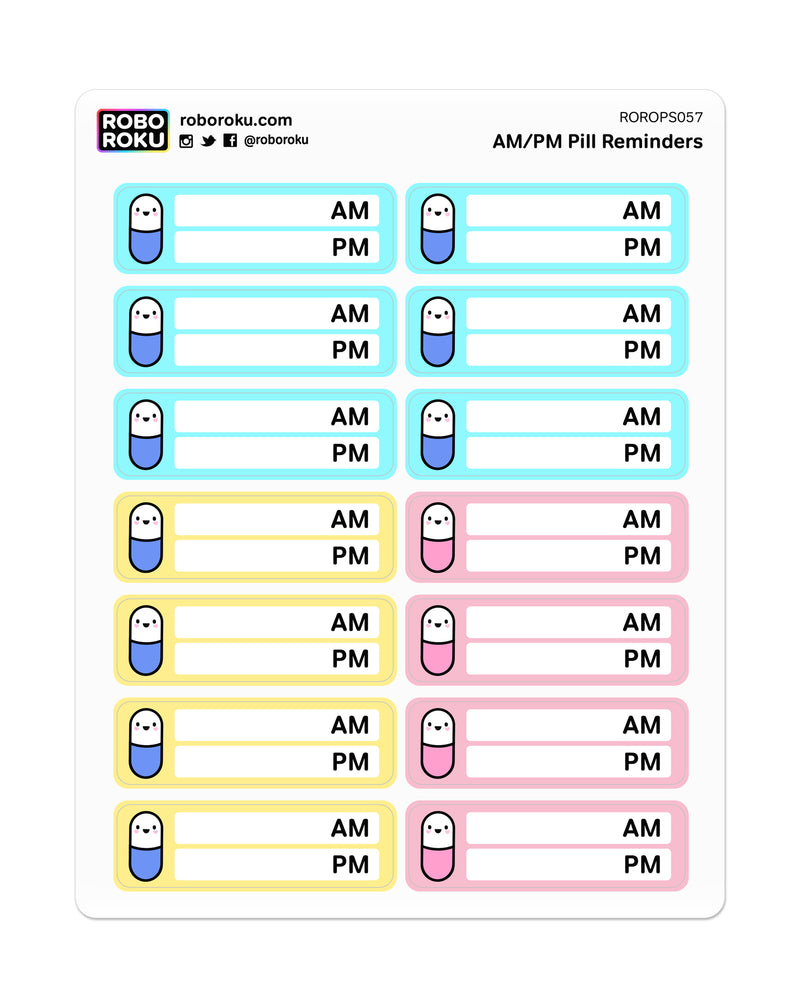 Robo Roku kawaii planner stickers - pill reminders