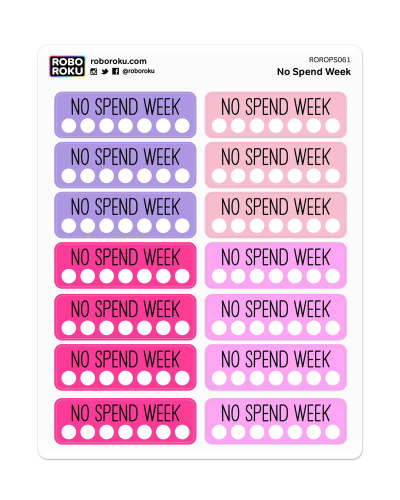 No Spend Week Trackers - Planner Stickers
