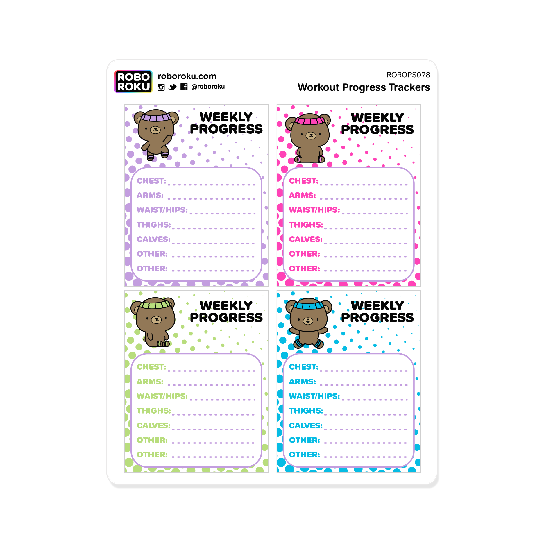 Puddin' Workout Progress Tracker - Planner Stickers – Robo Roku
