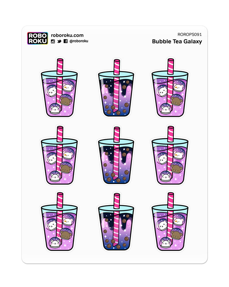 Robo Roku kawaii planner stickers - Bubble Tea Galaxy