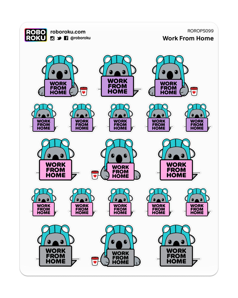 Work From Home Ace Koala - Planner Stickers