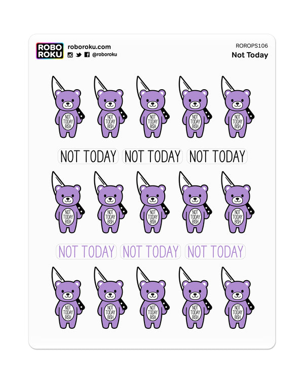 Not Today Bish Mood Bear - Planner Stickers