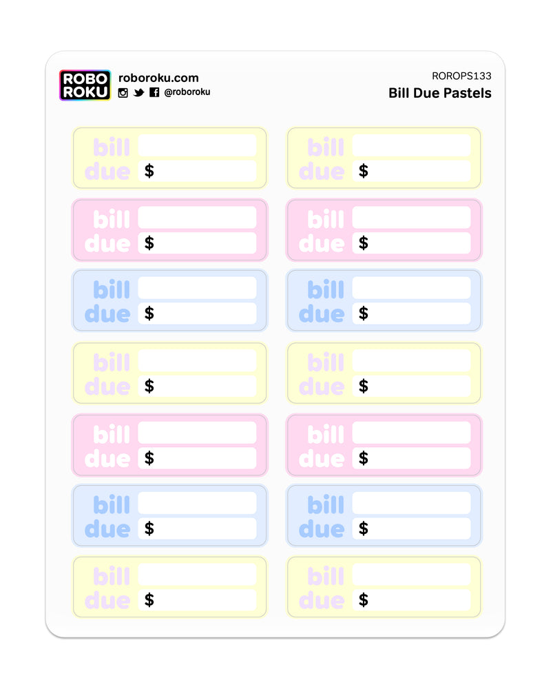 Robo Roku - Bill Trackers Kawaii Planner Stickers