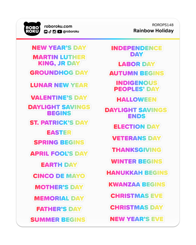 Rainbow Holiday - Planner Stickers