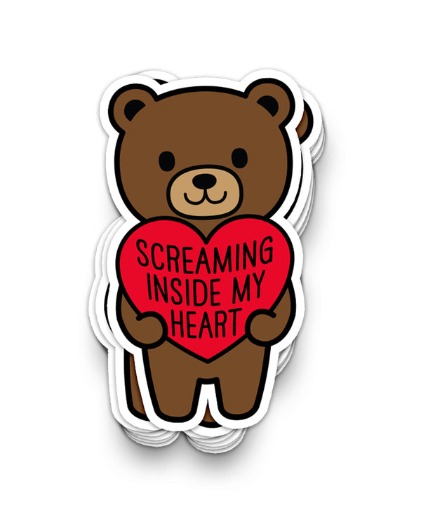 Screaming Inside My Heart Mood Bear Sticker