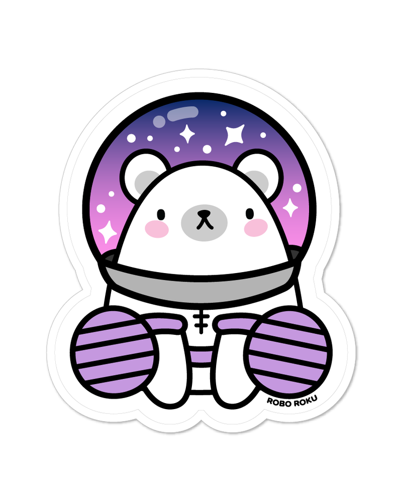 Retrograde Pinky Polar Bear Glossy Laminated Sticker