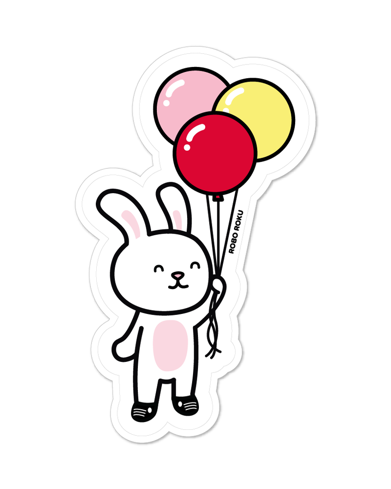 LP Bunny Balloons Glossy Laminated Sticker