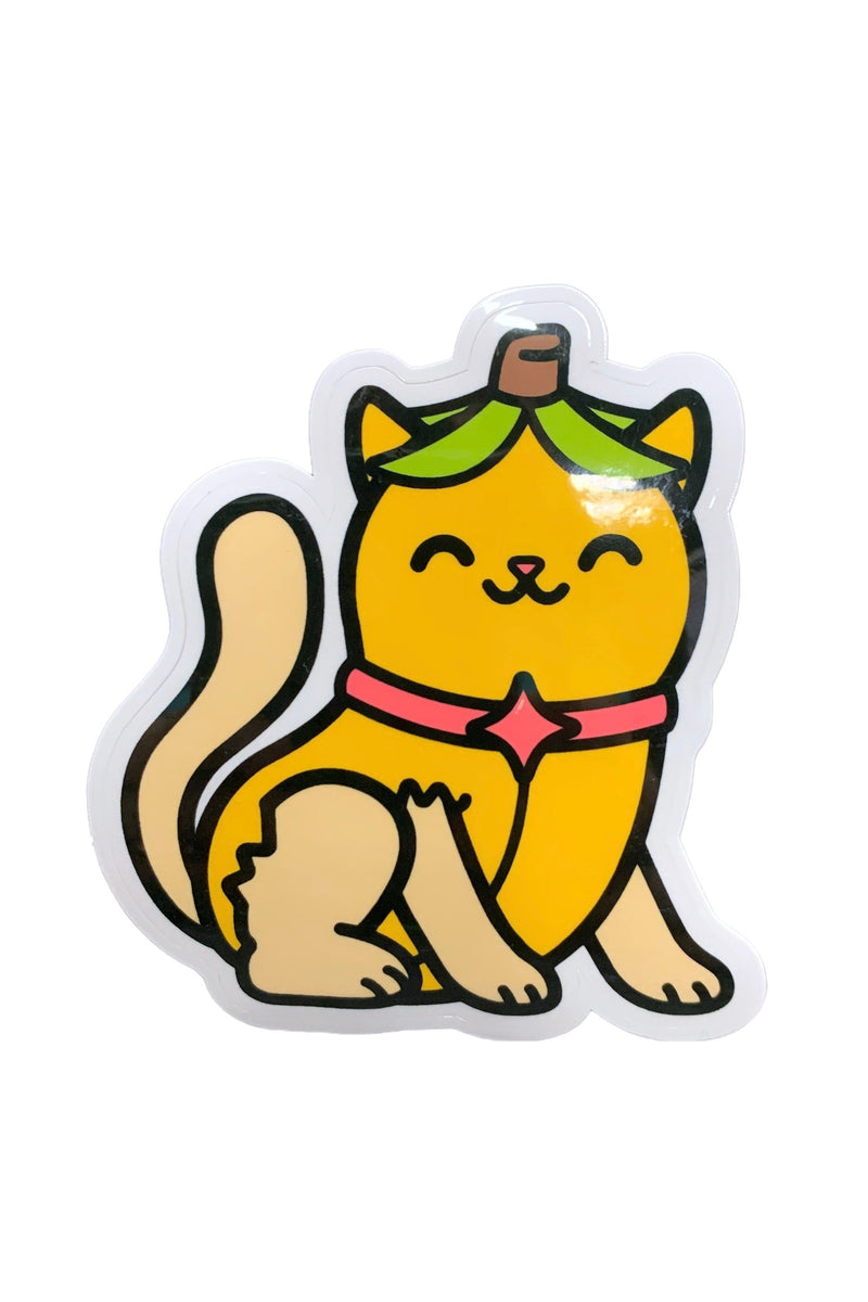Mewna Banana Cat Glossy Laminated Sticker