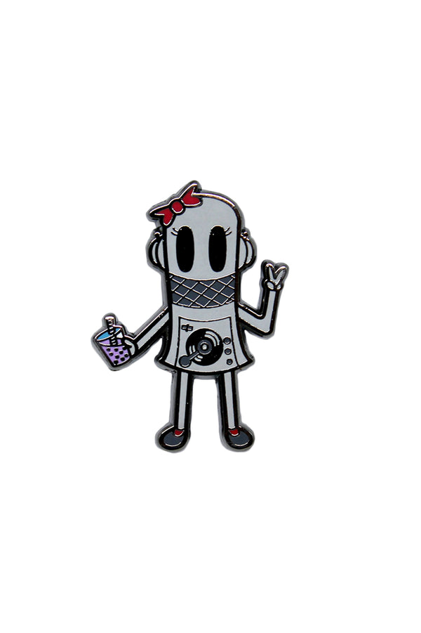 Bubble Tea Robot Girl Roku Enamel Pin Pal